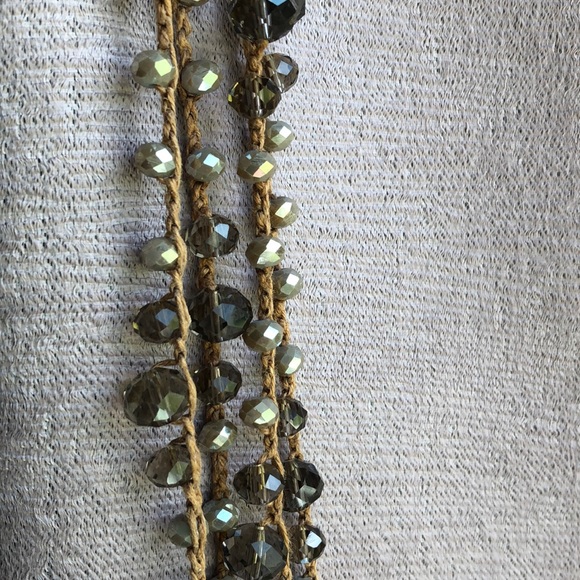 An Old Soul Necklace - Woven Smokey Gray Crystals - Picture 4 of 7